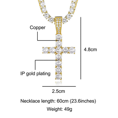 Hip-Hop Retro Cross 304 Stainless Steel Inlay Rhinestones Men'S