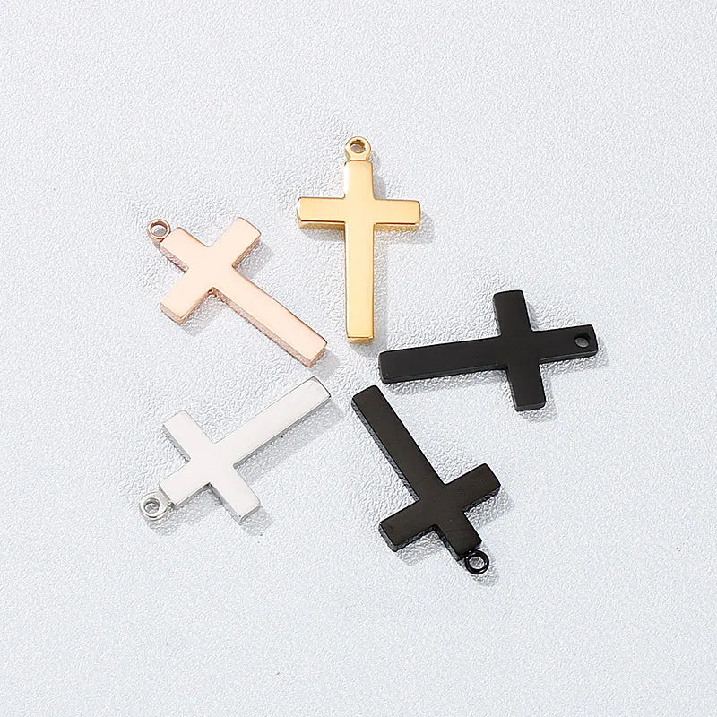 1 Piece Stainless Steel 18K Gold Plated Cross