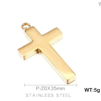 1 Piece Stainless Steel 18K Gold Plated Cross