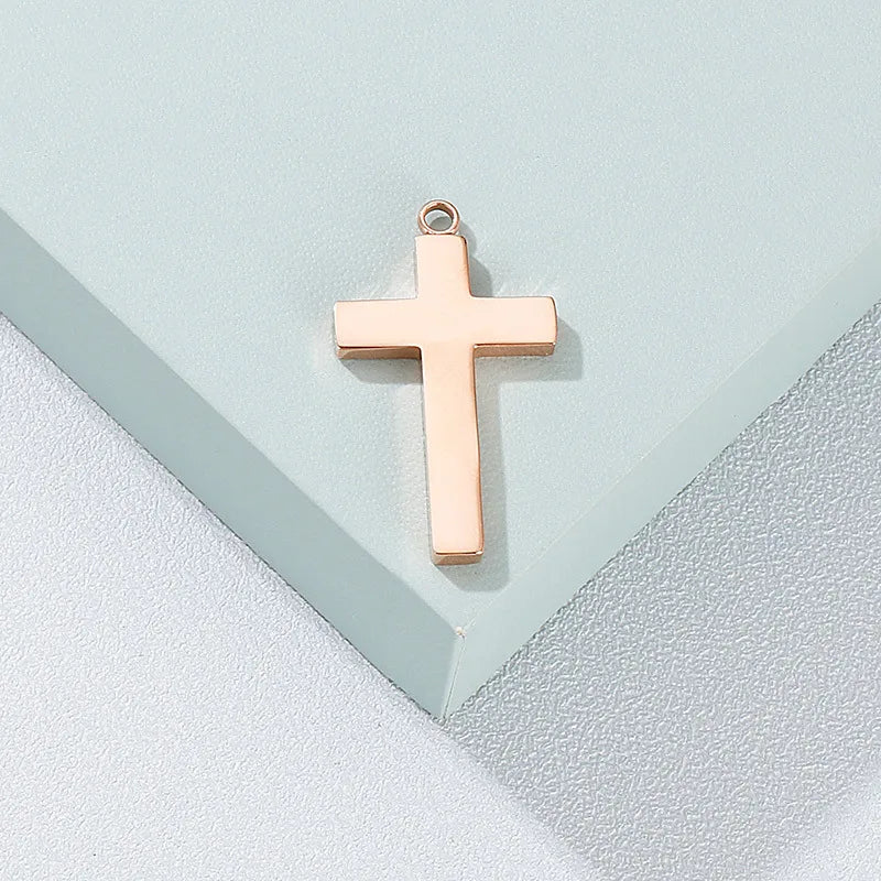 1 Piece Stainless Steel 18K Gold Plated Cross