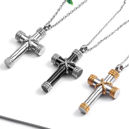 Hip-hop Retro Cross Stainless Steel Plating Gold Plated Pendant Necklace