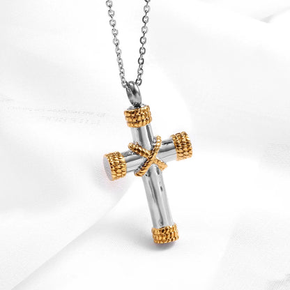 Hip-hop Retro Cross Stainless Steel Plating Gold Plated Pendant Necklace