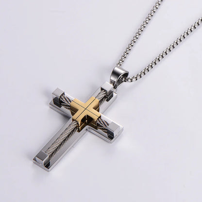 Hip-Hop Retro Cross Stainless Steel Plating Gold Plated Women'S Pendant Necklace