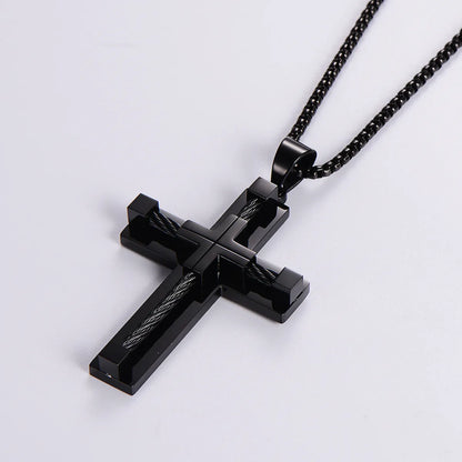 Hip-Hop Retro Cross Stainless Steel Plating Gold Plated Women'S Pendant Necklace