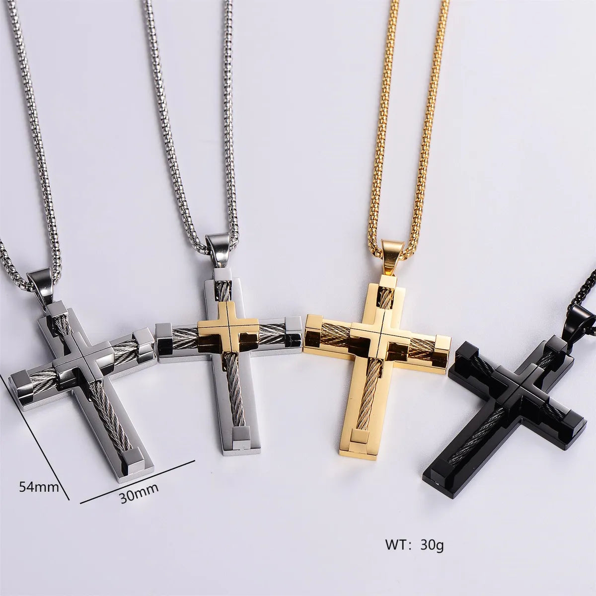 Hip-Hop Retro Cross Stainless Steel Plating Gold Plated Women'S Pendant Necklace