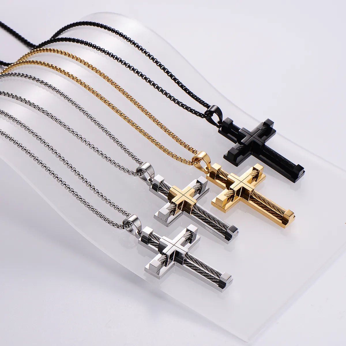 Hip-Hop Retro Cross Stainless Steel Plating Gold Plated Women'S Pendant Necklace