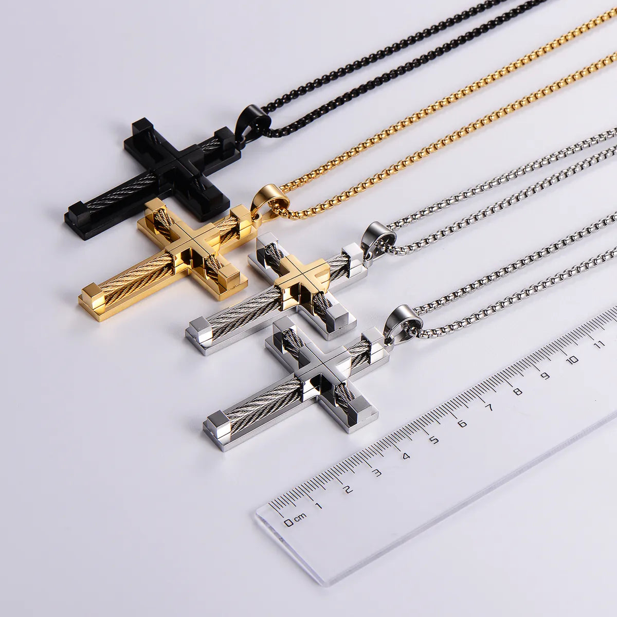 Hip-Hop Retro Cross Stainless Steel Plating Gold Plated Women'S Pendant Necklace