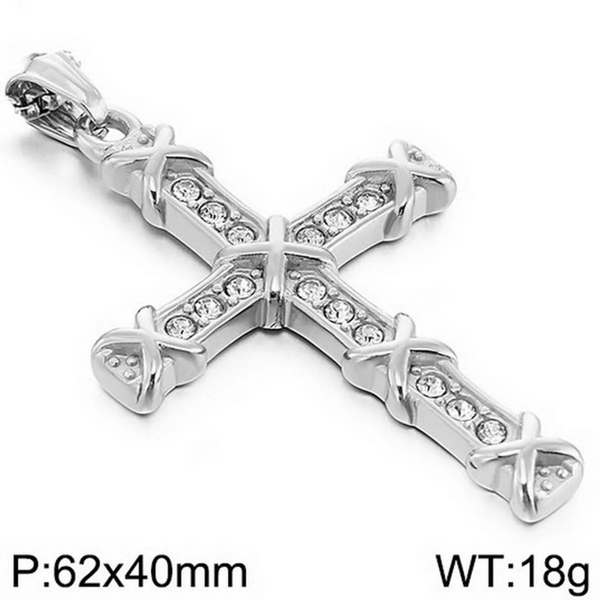 1 Piece Titanium Steel Rhinestones 18K Gold Plated Cross