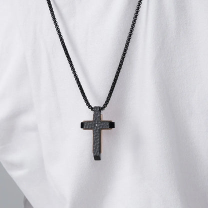 Hip-Hop Retro Cross Titanium Steel Plating Inlay Zircon Men'S Pendant Necklace