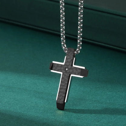 Hip-Hop Retro Cross Titanium Steel Plating Inlay Zircon Men'S Pendant Necklace