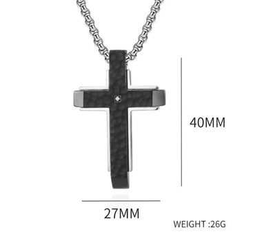 Hip-Hop Retro Cross Titanium Steel Plating Inlay Zircon Men'S Pendant Necklace