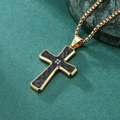 Hip-Hop Retro Cross Titanium Steel Plating Inlay Zircon Men'S Pendant Necklace