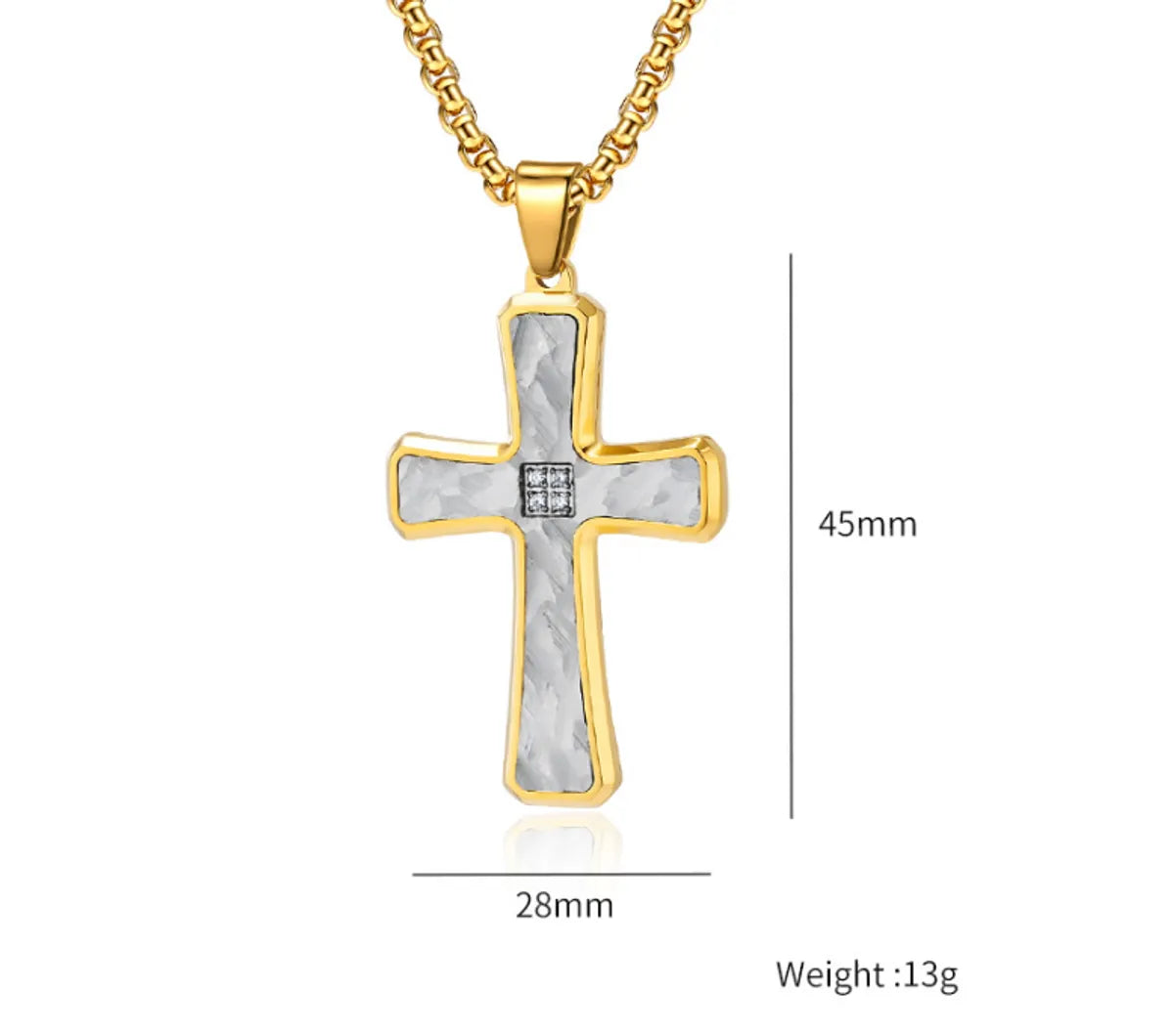 Hip-Hop Retro Cross Titanium Steel Plating Inlay Zircon Men'S Pendant Necklace