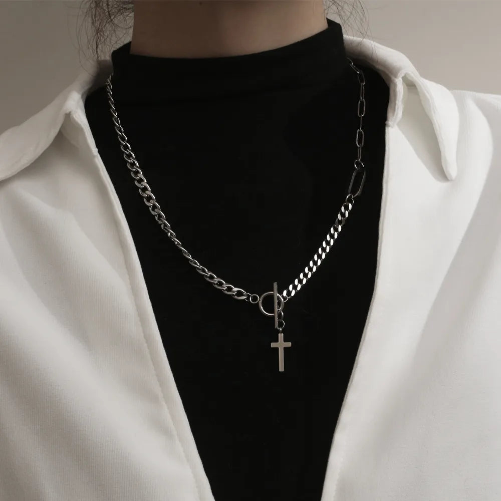 Wholesale Jewelry Hip-Hop Retro Cross 304 Stainless Steel Toggle Pendant Necklace