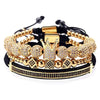 Hip-Hop Retro Crown Copper Inlay Zircon Men'S Bracelets