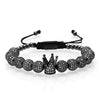 Hip-Hop Retro Crown Copper Inlay Zircon Men'S Bracelets