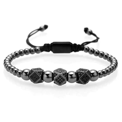 Hip-Hop Retro Crown Copper Inlay Zircon Men'S Bracelets