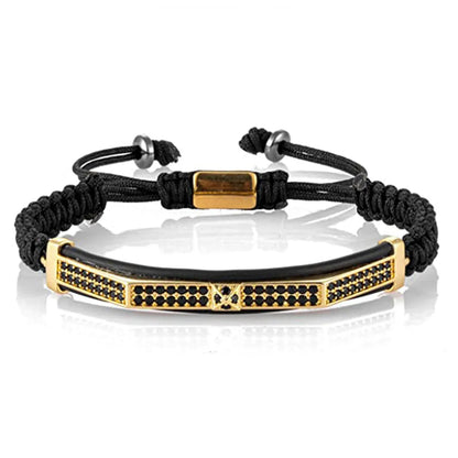 Hip-Hop Retro Crown Copper Inlay Zircon Men'S Bracelets