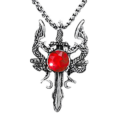 Hip-Hop Retro Dragon Alloy Titanium Steel Inlay Rhinestones Men'S Pendant Necklace