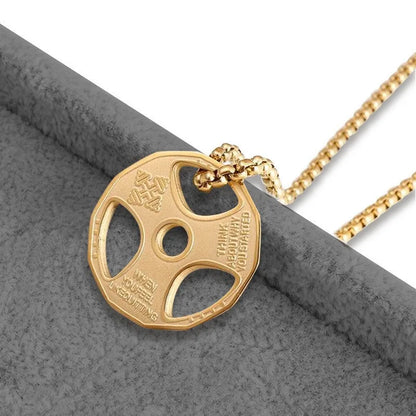 Hip-Hop Retro Dumbbell Piece Round 304 Stainless Steel Plating Men'S Pendant Necklace