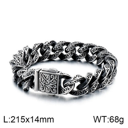 Hip-Hop Retro Flower Titanium Steel Stoving Varnish Men'S Bracelets