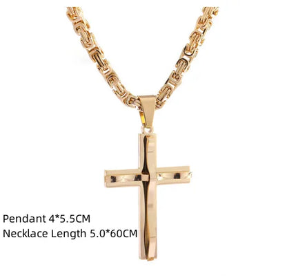 Hip-Hop Retro Geometric Cross Titanium Steel Polishing Men'S Pendant Necklace