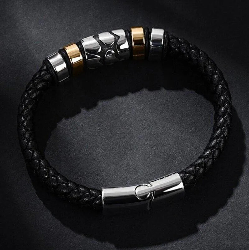 Hip-Hop Retro Geometric Pu Leather Alloy Plating Men'S Bracelets