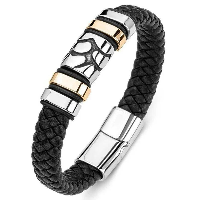 Hip-Hop Retro Geometric Pu Leather Alloy Plating Men'S Bracelets