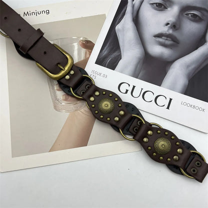 Hip-Hop Retro Geometric Pu Leather Alloy Women'S Leather Belts