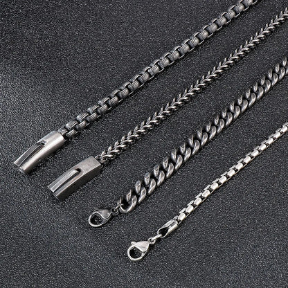 Hip-Hop Retro Geometric Solid Color Titanium Steel Plating Chain Men'S Necklace