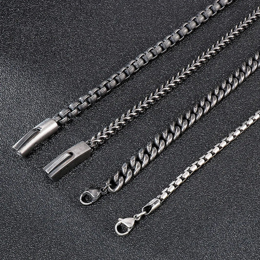 Hip-Hop Retro Geometric Solid Color Titanium Steel Plating Chain Men'S Necklace