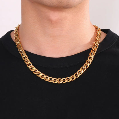 Hip-Hop Retro Geometric Stainless Steel Plating Chain 18K Gold Plated Men'S Necklace