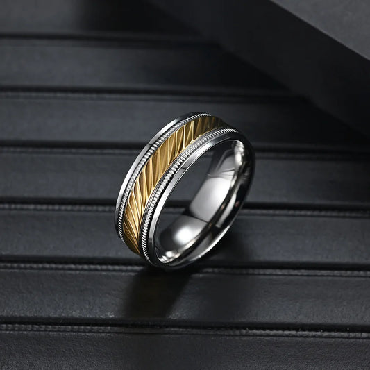 Hip-Hop Retro Geometric Titanium Steel Plating Men'S Rings