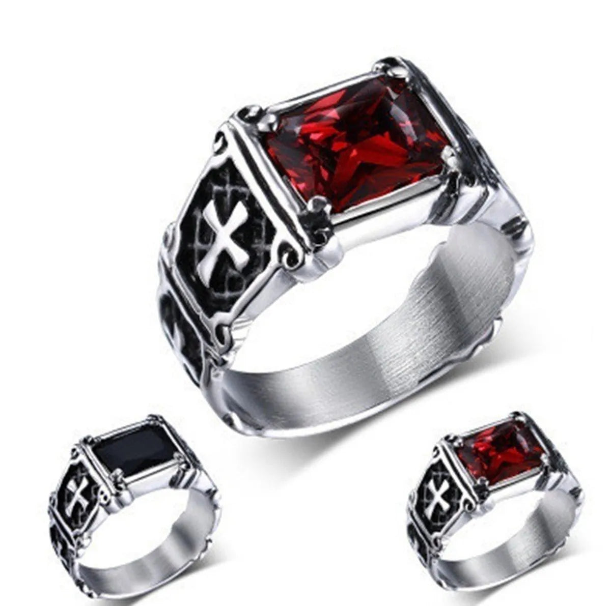 Hip-Hop Retro Geometric Zinc Alloy Inlay Zircon Men'S Rings