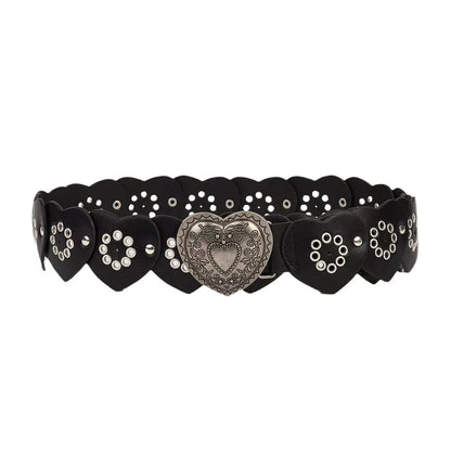 Hip-Hop Retro Heart Shape Pu Leather Alloy Men'S Leather Belts