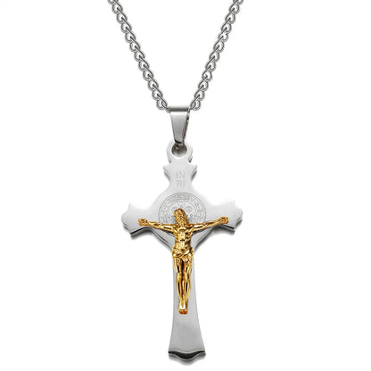 Hip-Hop Retro Human Cross 304 Stainless Steel Unisex