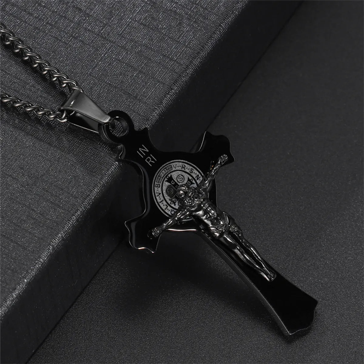 Hip-Hop Retro Human Cross 304 Stainless Steel Unisex