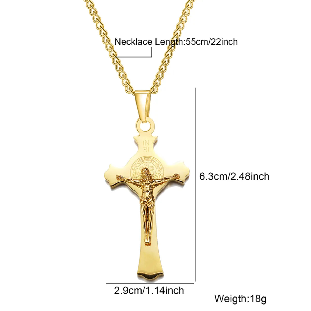 Hip-Hop Retro Human Cross 304 Stainless Steel Unisex