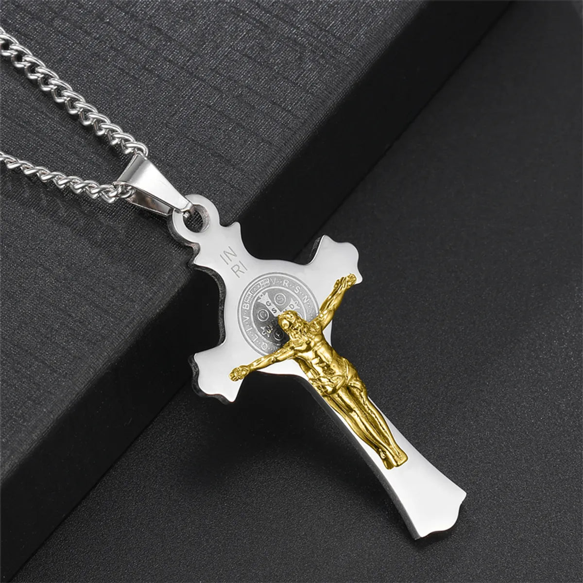 Hip-Hop Retro Human Cross 304 Stainless Steel Unisex