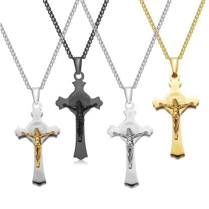 Hip-Hop Retro Human Cross 304 Stainless Steel Unisex