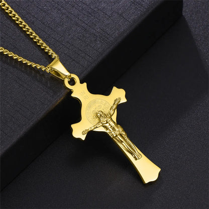 Hip-Hop Retro Human Cross 304 Stainless Steel Unisex