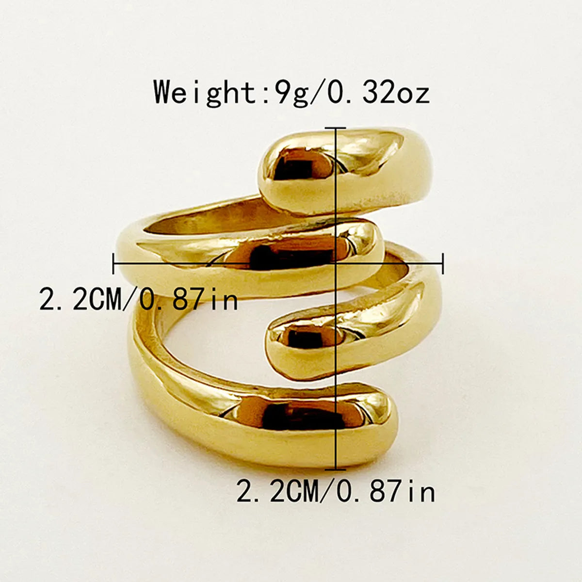 Hip-hop Retro Irregular Stainless Steel Plating Gold Plated Rings