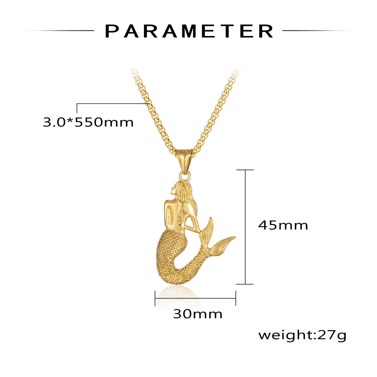 Hip-Hop Retro Mermaid 304 Stainless Steel Men'S Pendant Necklace