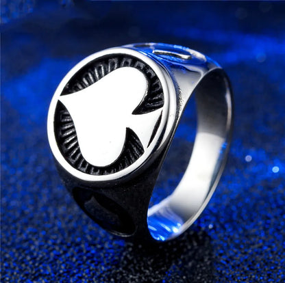 Hip-Hop Retro Poker 304 Stainless Steel 18K Gold Plated Men'S Rings