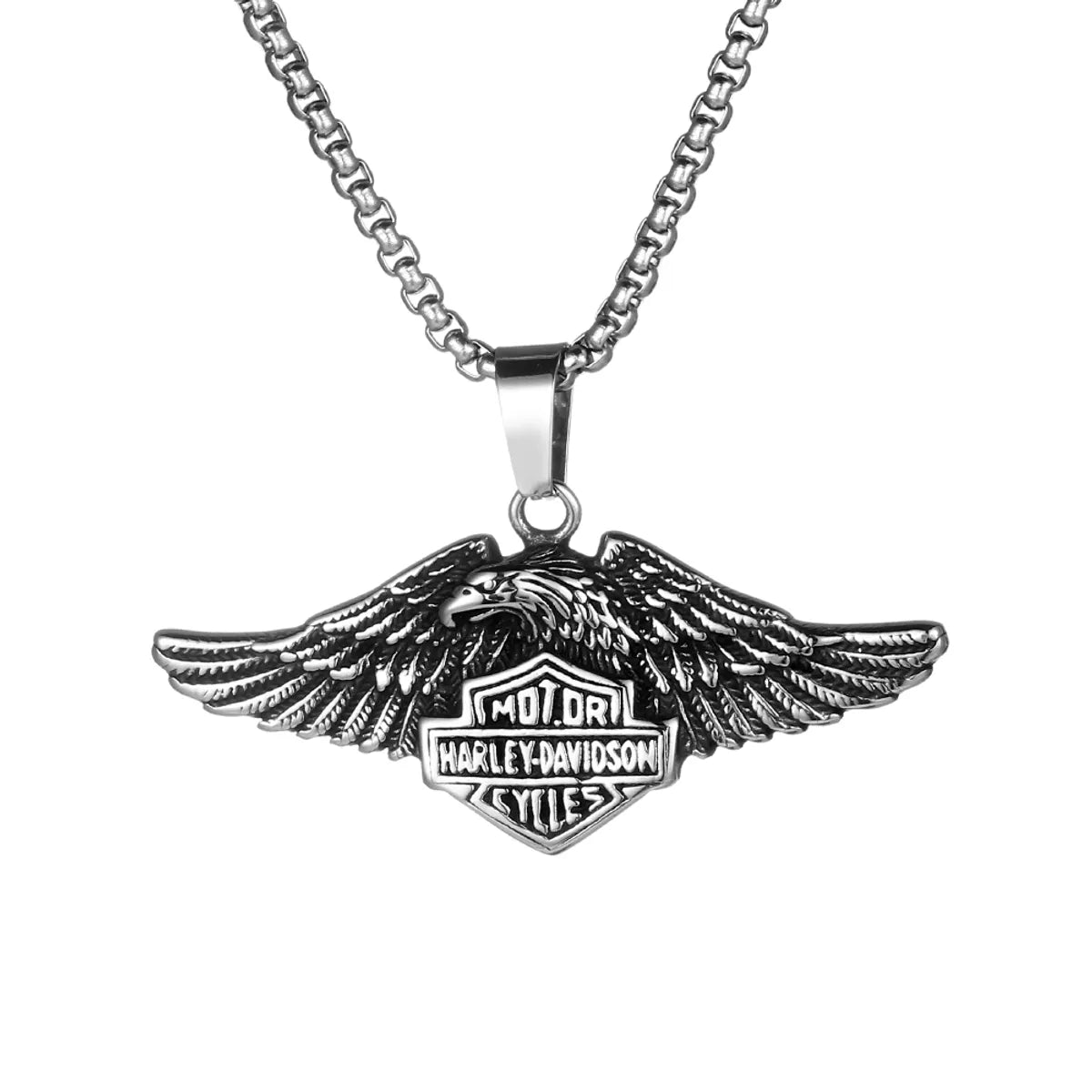 Hip-Hop Retro Punk Animal Eagle 304 Stainless Steel Polishing Inlay Acrylic Turquoise Men'S Pendant Necklace