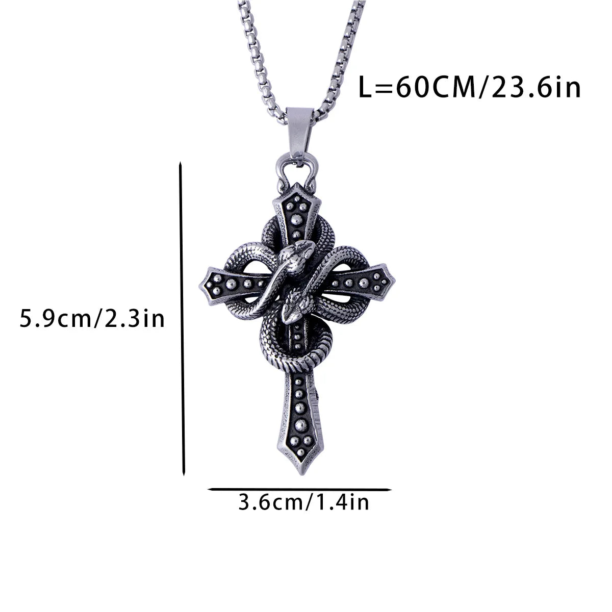 Hip-Hop Retro Punk Cross Wolf Skull 304 Stainless Steel Polishing Inlay Resin Men'S Pendant Necklace