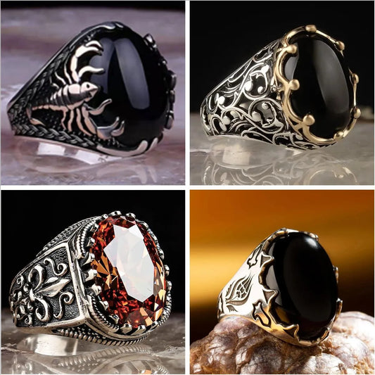 Hip-Hop Retro Punk Geometric Copper Plating Inlay Zircon Men'S Rings