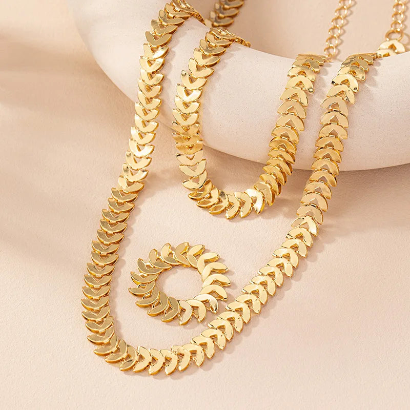 Hip-Hop Retro Punk Grain Alloy Plating Gold Plated Women'S Jewelry Set