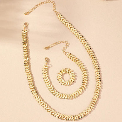 Hip-Hop Retro Punk Grain Alloy Plating Gold Plated Women'S Jewelry Set