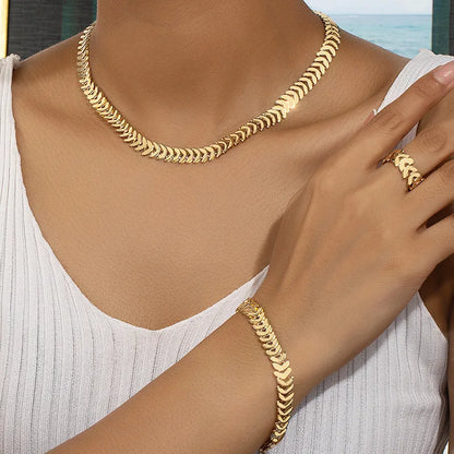 Hip-Hop Retro Punk Grain Alloy Plating Gold Plated Women'S Jewelry Set